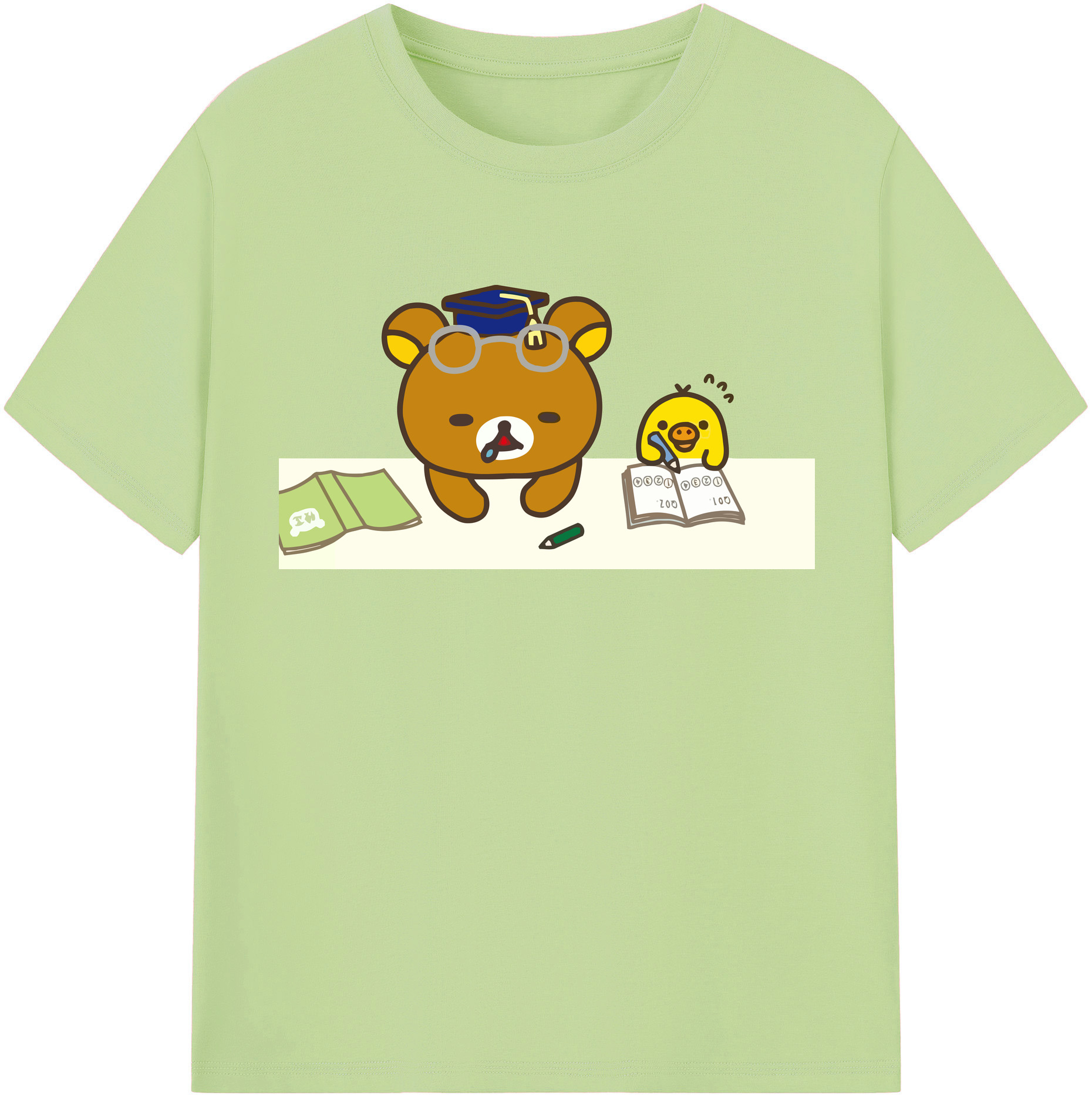 （画像用） リラックマ リラックマ キイロイトリ Rilakkuma Korilakkuma Kiiroitori 綿100％半袖Tシャツ（フロントプリント）